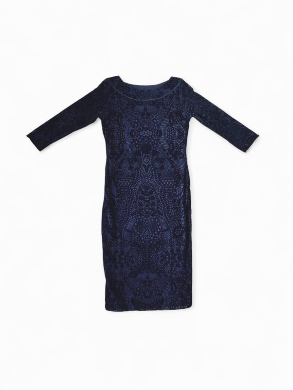 Black FUZZI NWT Velvet Lace Stretch Knit Bodycon dress Jean Paul Gaultier XL